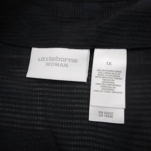 Liz Claiborne Women's Size 1X Fiji Tunic Top Black Textured 3/4 Sleeve NWT Vtg - Picture 7 of 11